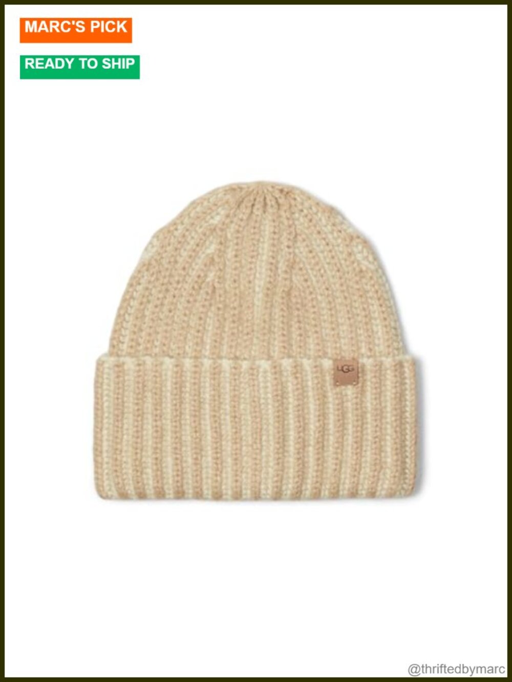 Chunky Plaited Beanie Rib-Knit Fold-Over Cuff Warm Winter Hat